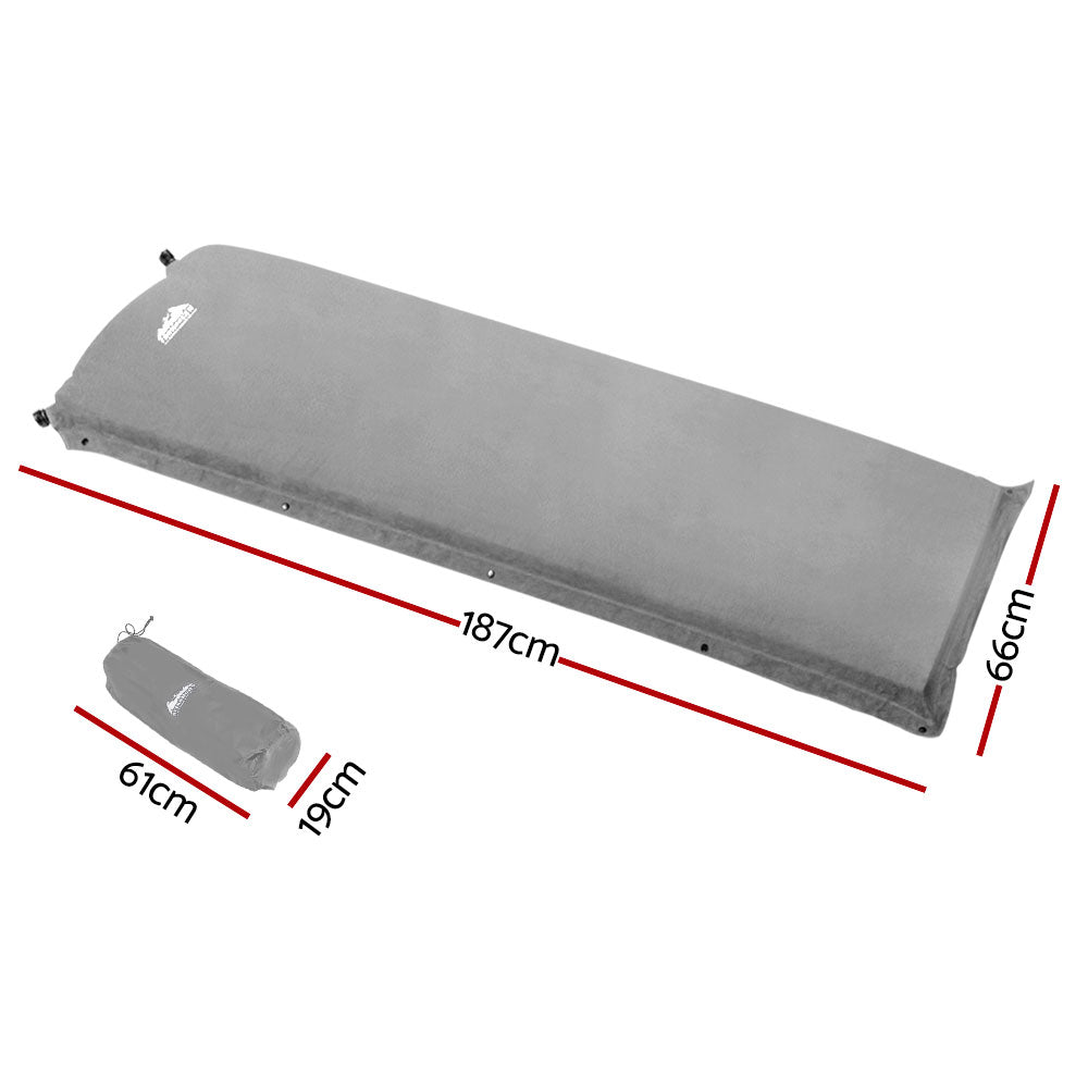 Inflatable Mattresses: Weisshorn Self Inflating Mattress Camping Sleeping Mat Air Bed Single Grey