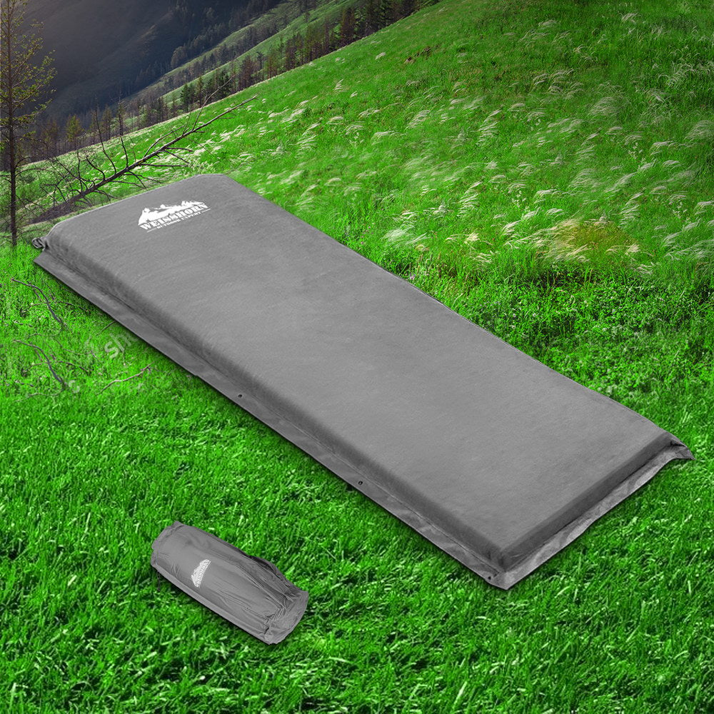 Inflatable Mattresses: Weisshorn Self Inflating Mattress Camping Sleeping Mat Air Bed Single Grey