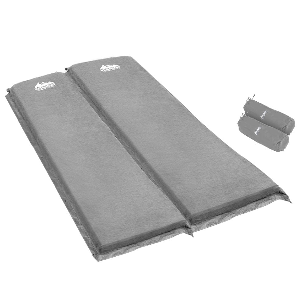 Inflatable Mattresses: Weisshorn Self Inflating Mattress Camping Sleeping Mat Air Bed Double Set Grey