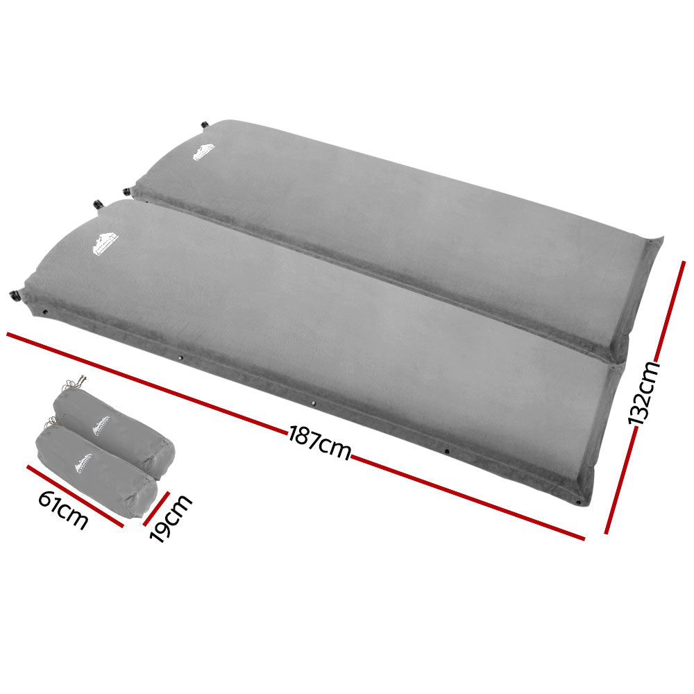 Inflatable Mattresses: Weisshorn Self Inflating Mattress Camping Sleeping Mat Air Bed Double Set Grey