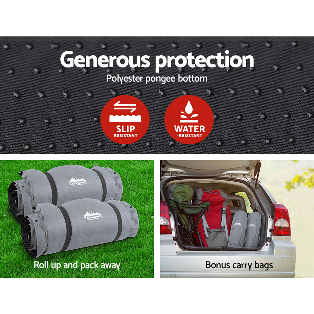 Inflatable Mattresses: Weisshorn Self Inflating Mattress Camping Sleeping Mat Air Bed Double Set Grey