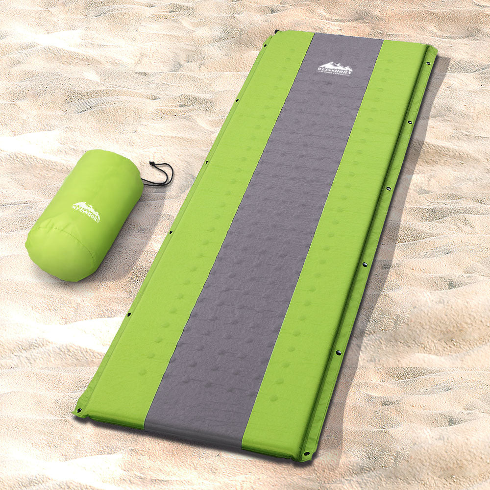 Inflatable Mattresses: Weisshorn Self Inflating Mattress Camping Sleeping Mat Air Bed Pad Single Green
