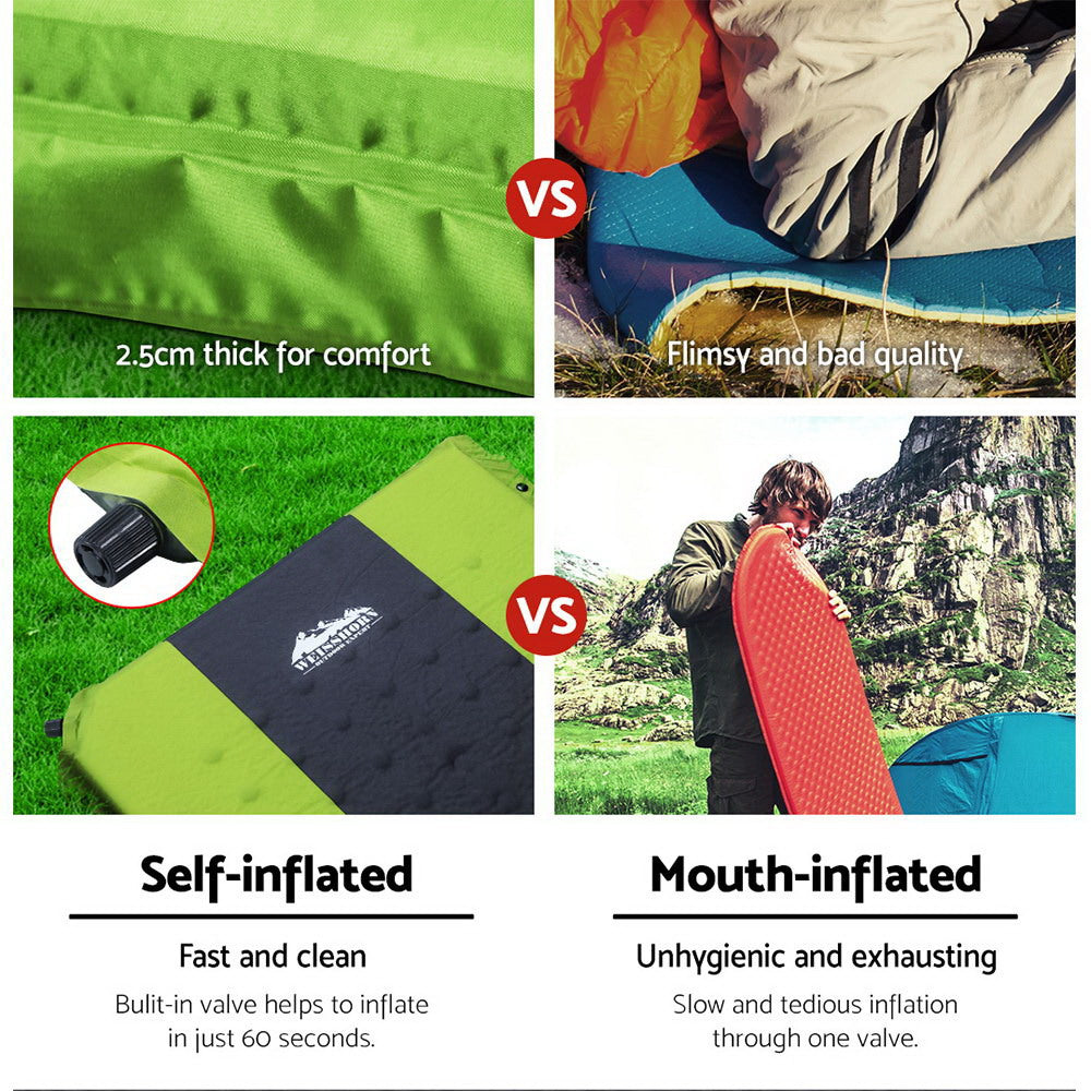 Inflatable Mattresses: Weisshorn Self Inflating Mattress Camping Sleeping Mat Air Bed Pad Double Green