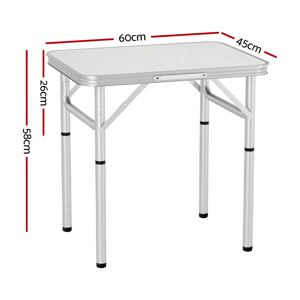 Camp Furniture: Weisshorn Folding Camping Table 60CM Adjustable Portable Outdoor Picnic Desk