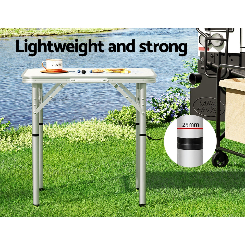 Camp Furniture: Weisshorn Folding Camping Table 60CM Adjustable Portable Outdoor Picnic Desk