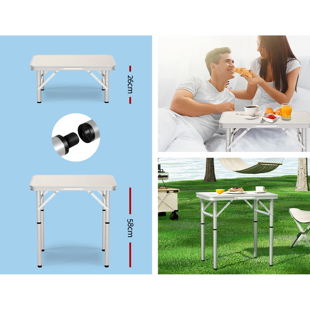 Camp Furniture: Weisshorn Folding Camping Table 60CM Adjustable Portable Outdoor Picnic Desk