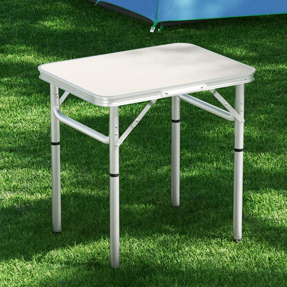 Camp Furniture: Weisshorn Folding Camping Table 60CM Adjustable Portable Outdoor Picnic Desk