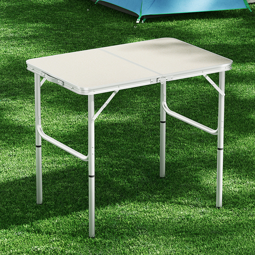 Camp Furniture: Weisshorn Folding Camping Table 90CM Adjustable Portable Outdoor Picnic Desk