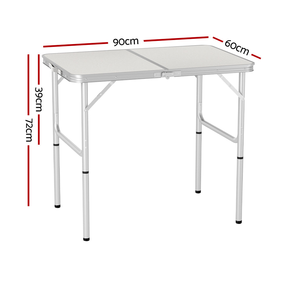 Camp Furniture: Weisshorn Folding Camping Table 90CM Adjustable Portable Outdoor Picnic Desk