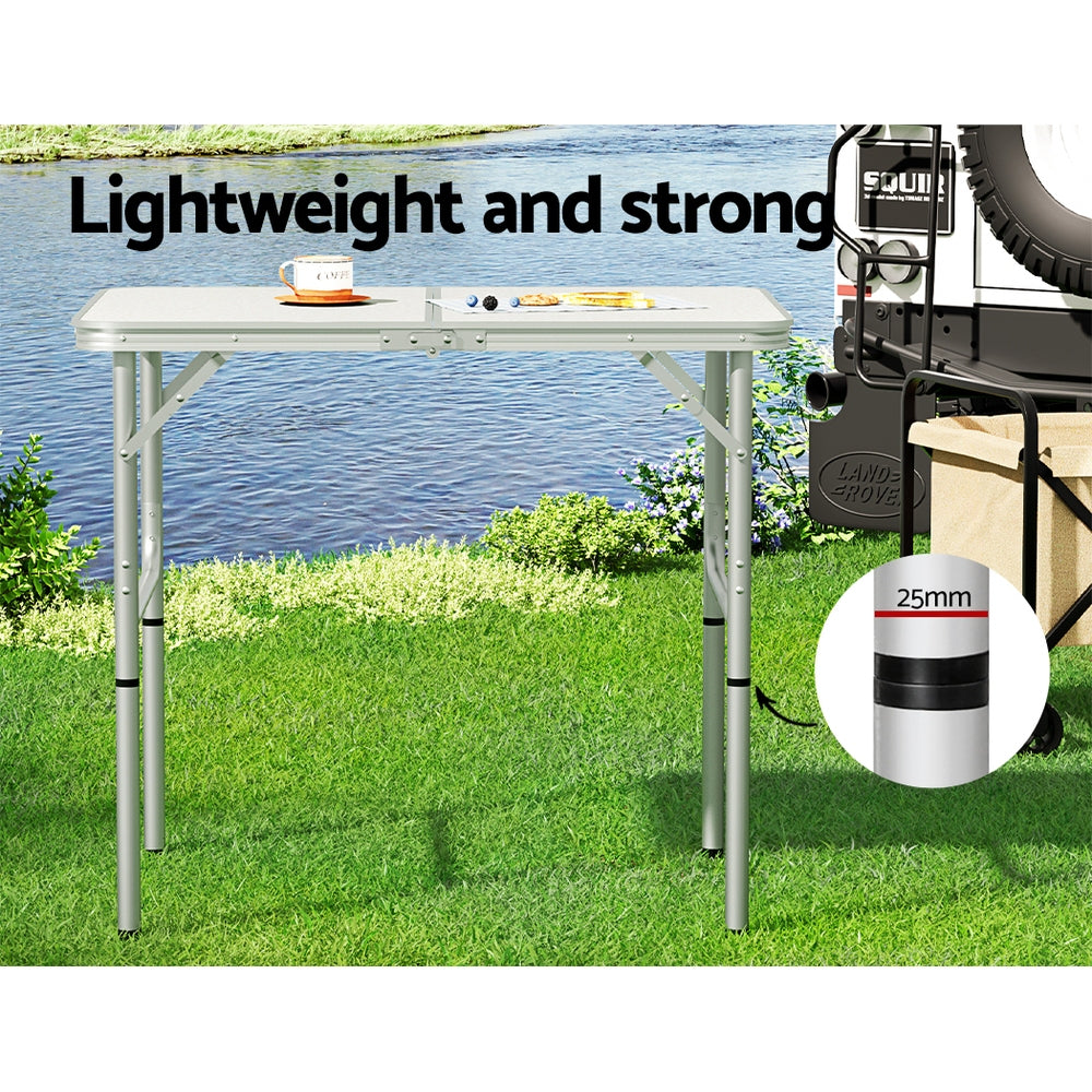 Camp Furniture: Weisshorn Folding Camping Table 90CM Adjustable Portable Outdoor Picnic Desk