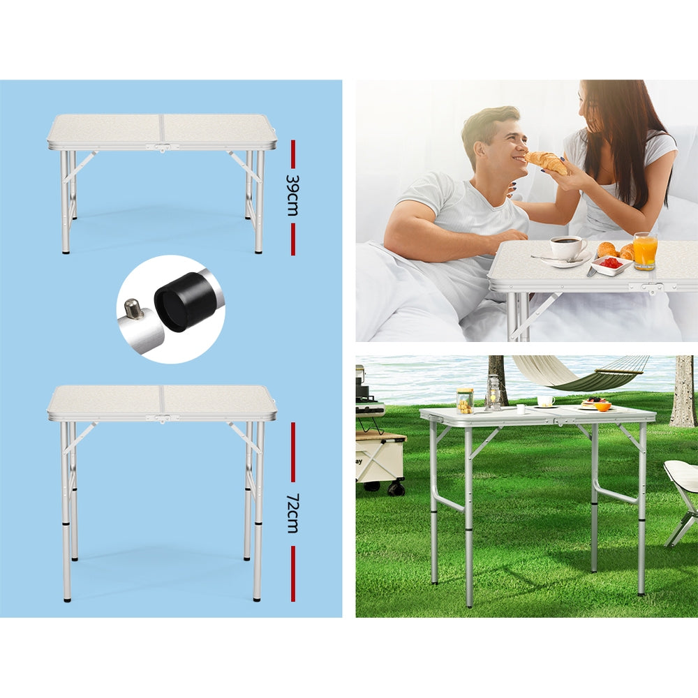 Camp Furniture: Weisshorn Folding Camping Table 90CM Adjustable Portable Outdoor Picnic Desk