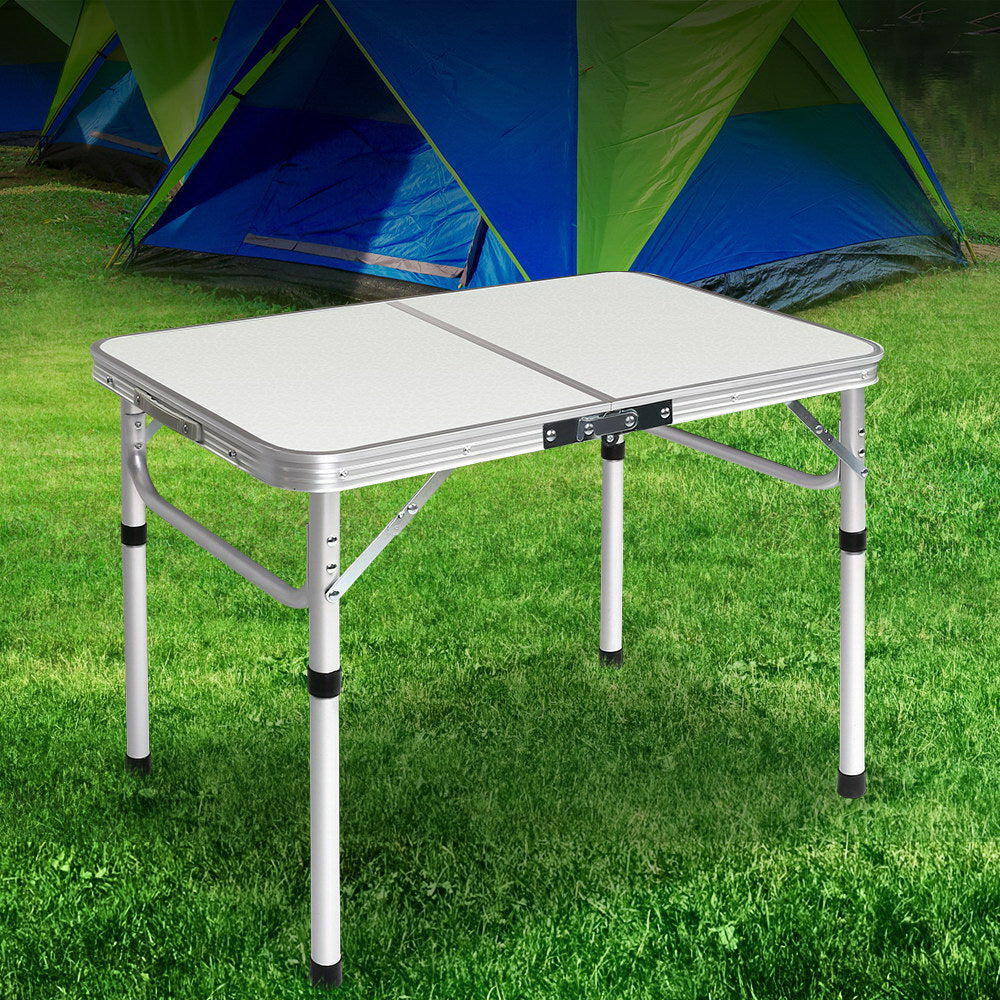Camp Furniture: Weisshorn Folding Camping Table 90CM Adjustable Portable Outdoor Picnic Desk