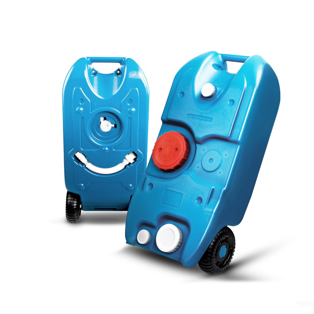 Portable Toilets & Showers: Weisshorn 40L Portable Wheel Water Tank Camping Caravan Storage Blue