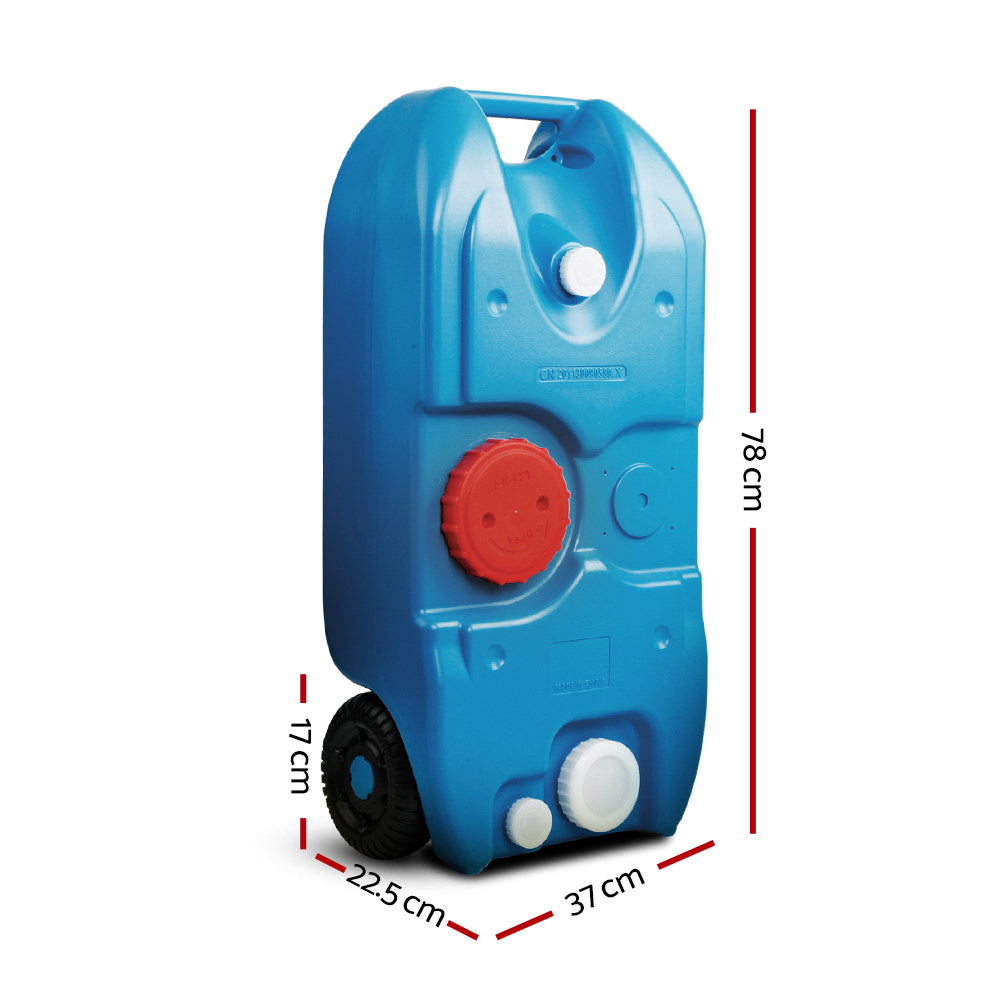 Portable Toilets & Showers: Weisshorn 40L Portable Wheel Water Tank Camping Caravan Storage Blue