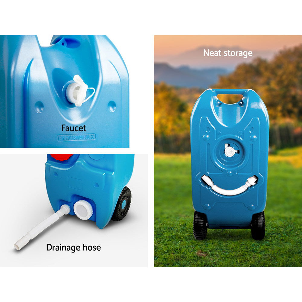 Portable Toilets & Showers: Weisshorn 40L Portable Wheel Water Tank Camping Caravan Storage Blue