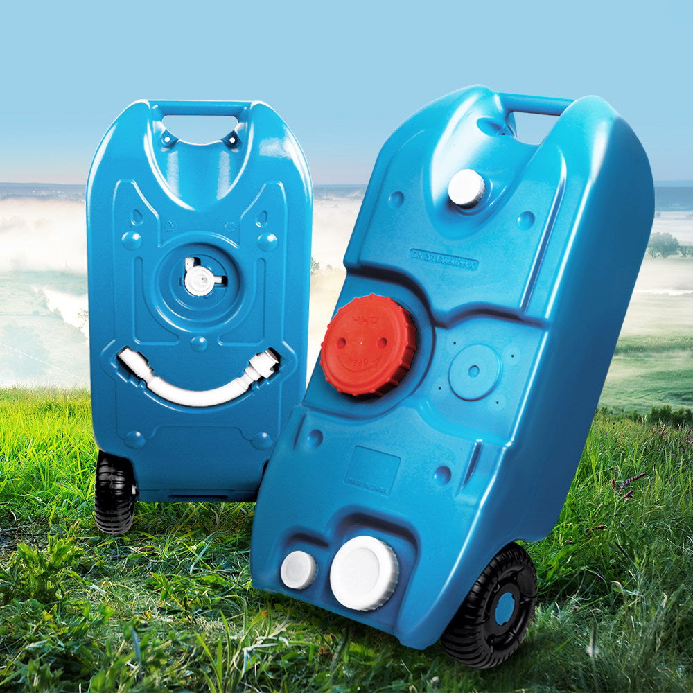 Portable Toilets & Showers: Weisshorn 40L Portable Wheel Water Tank Camping Caravan Storage Blue