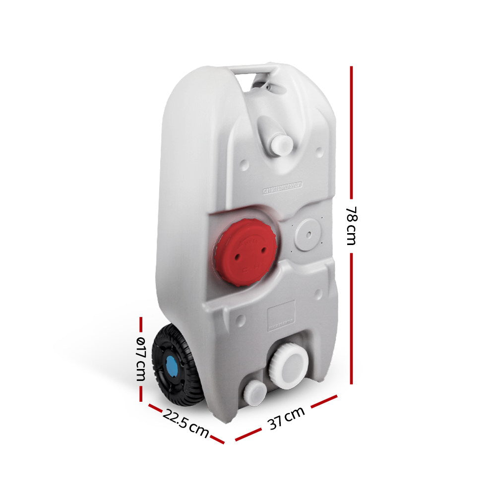 Portable Toilets & Showers: Weisshorn 40L Portable Wheel Water Tank Camping Caravan Storage Grey