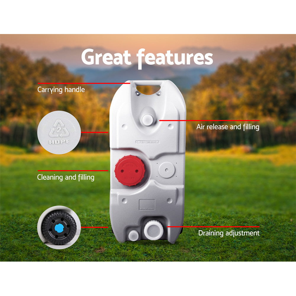 Portable Toilets & Showers: Weisshorn 40L Portable Wheel Water Tank Camping Caravan Storage Grey