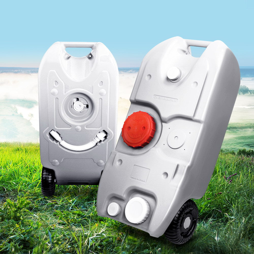 Portable Toilets & Showers: Weisshorn 40L Portable Wheel Water Tank Camping Caravan Storage Grey