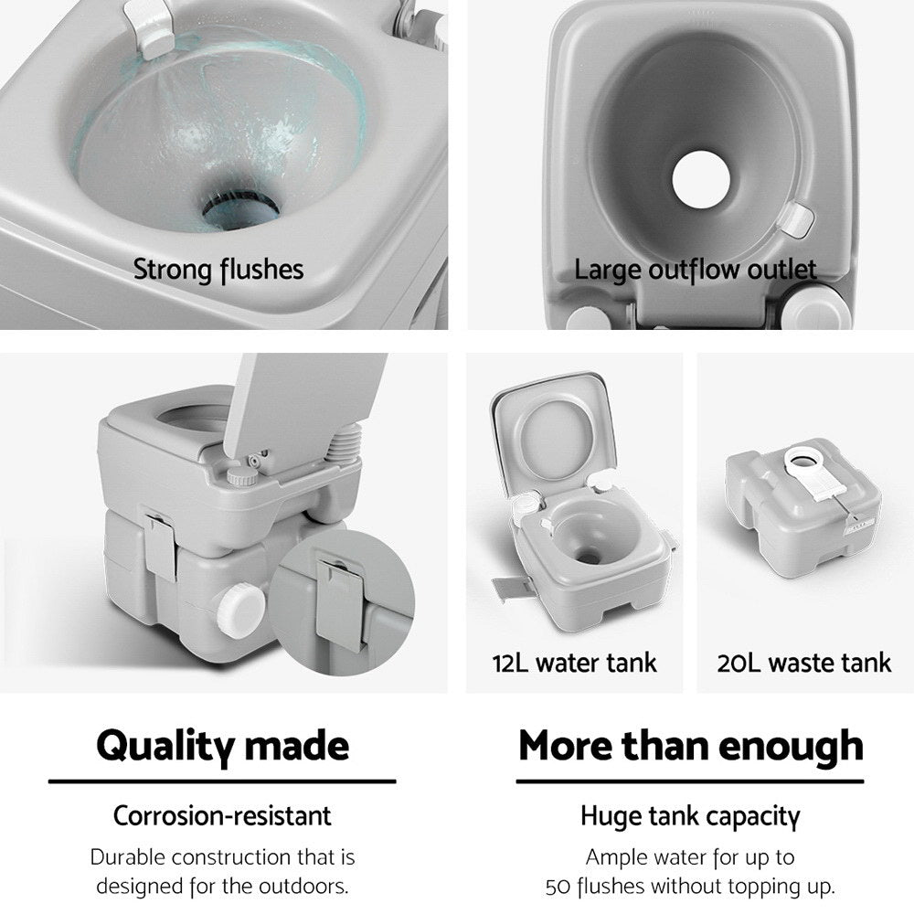 Portable Toilets & Showers: Weisshorn 20L Portable Camping Toilet Outdoor Flush Potty Boating