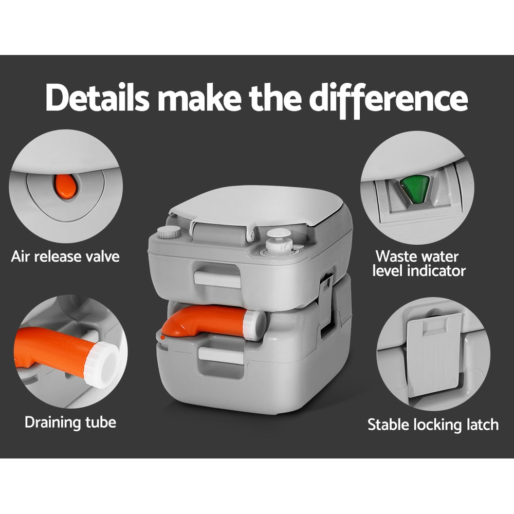Portable Toilets & Showers: Weisshorn 22L Portable Camping Toilet Outdoor Flush Potty Boating