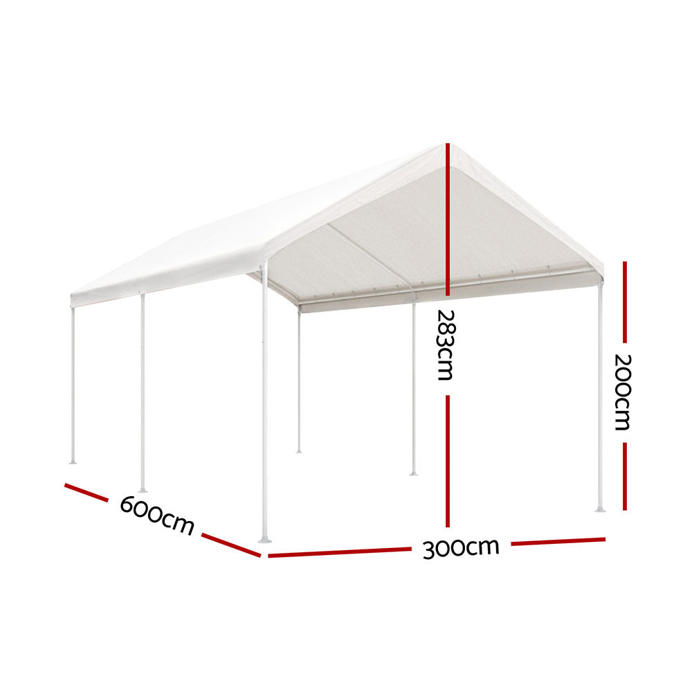 Canopies & Gazebos: Instahut Carports 3x6m Carport Kits Steel Shelter Gazebo Canopy Garage Portable Garden Shed