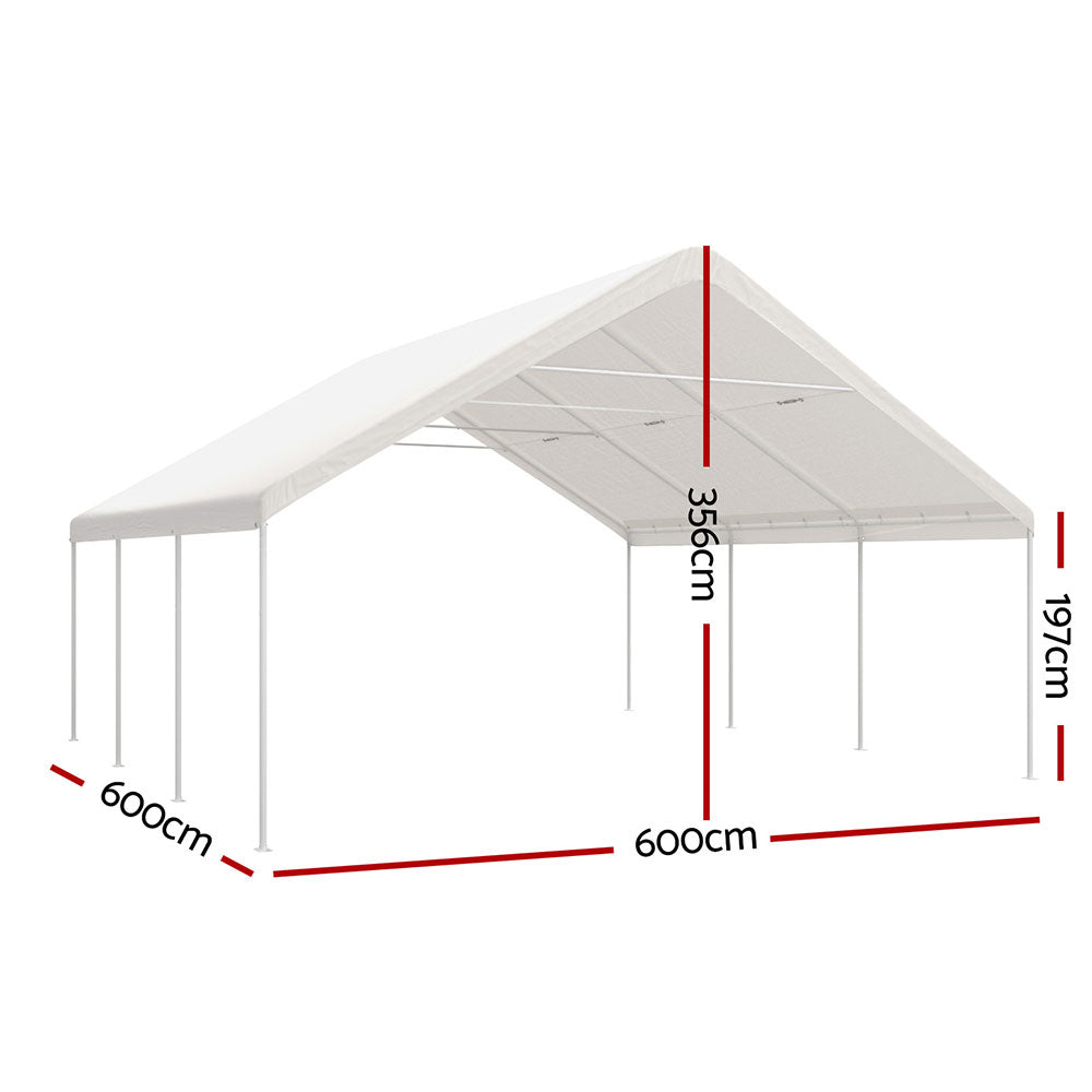 Canopies & Gazebos: Instahut Carports 6x6m Carport Kits Steel Shelter Gazebo Canopy Garage Portable Garden Shed