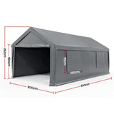 Instahut 3x6m Carports Canopy Tent Portable Garage Outdoor Steel Shelter Grey