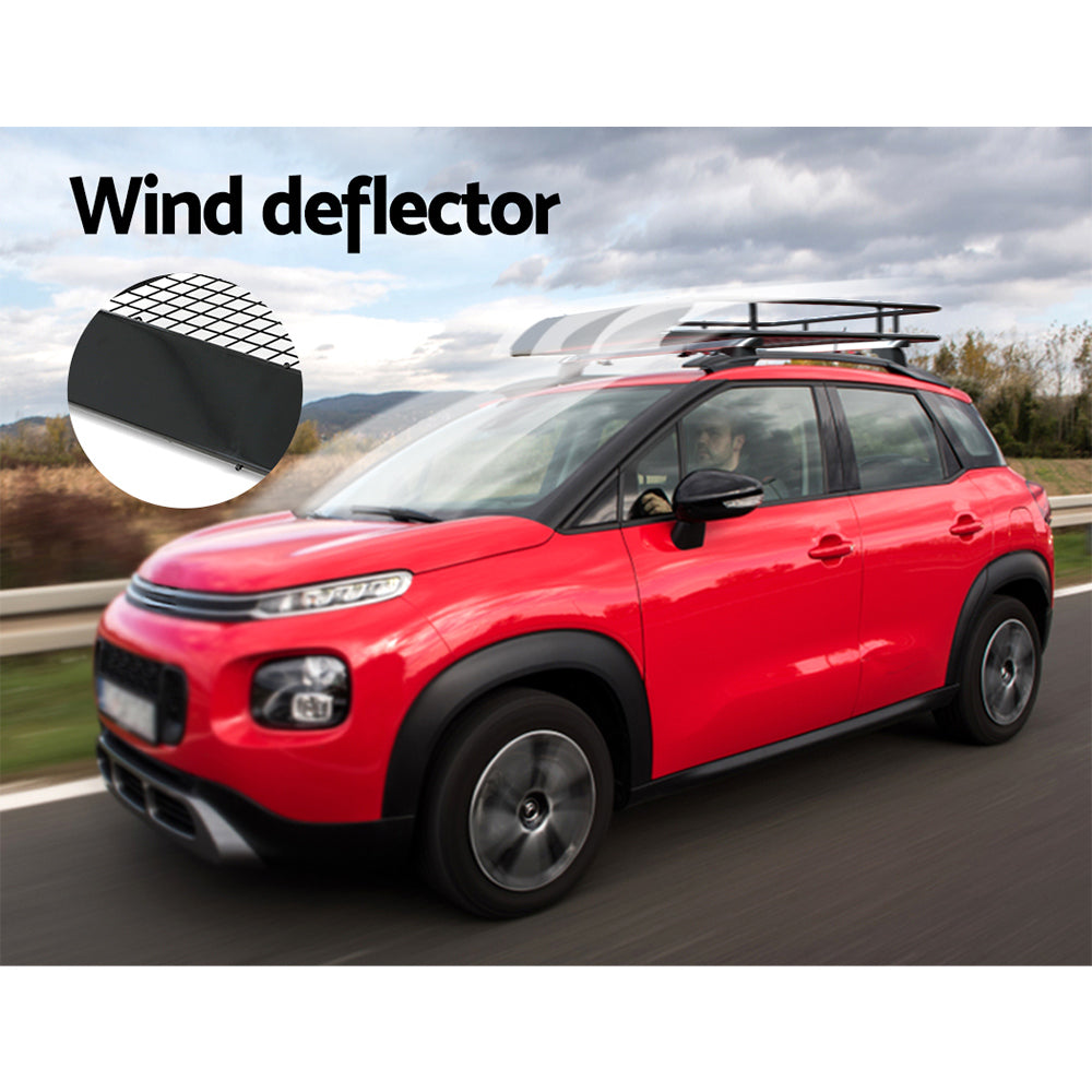 Cross Bar: Giantz Universal Car Roof Rack Basket Luggage Vehicle Cargo Carrier 123cm Black