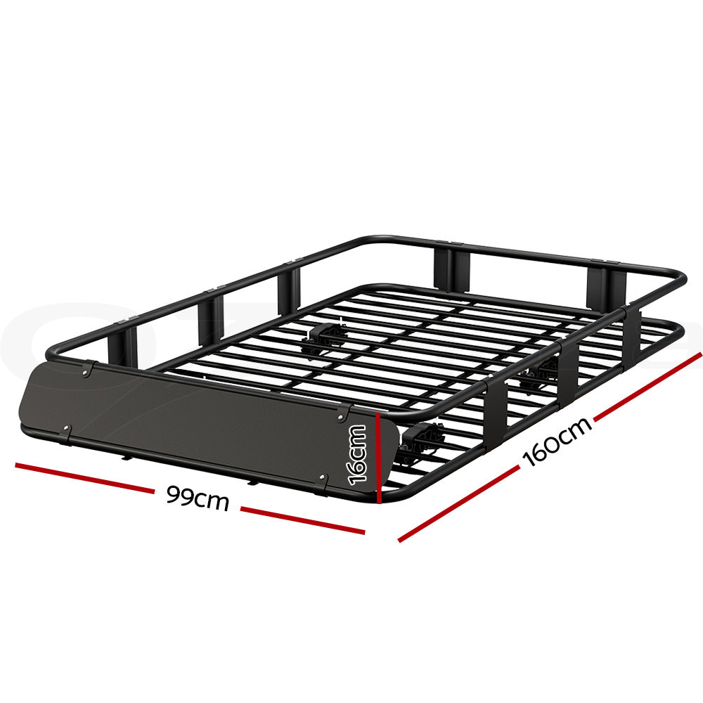 Cross Bar: Giantz Universal Car Roof Rack Basket Luggage Vehicle Cargo Carrier 160cm Black