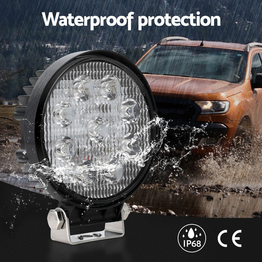 Automotive Lights: Giantz Pair LED Driving Lights 4.5 Inch Flood Spot Lights Car Truck SUV 12V 24V