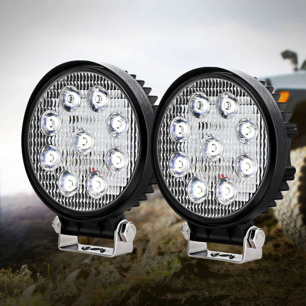 Automotive Lights: Giantz Pair LED Driving Lights 4.5 Inch Flood Spot Lights Car Truck SUV 12V 24V