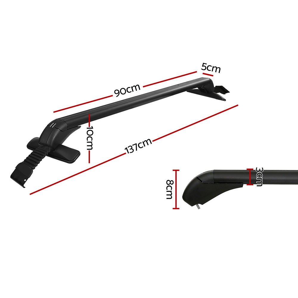 Cross Bar: Universal Car Roof Racks Pod Aluminium Cross Bars Clamps Lockable 90cm Black