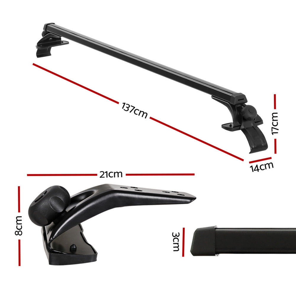 Cross Bar: Universal Car Roof Racks Pod Aluminium Cross Bars Brackets 145cm Black