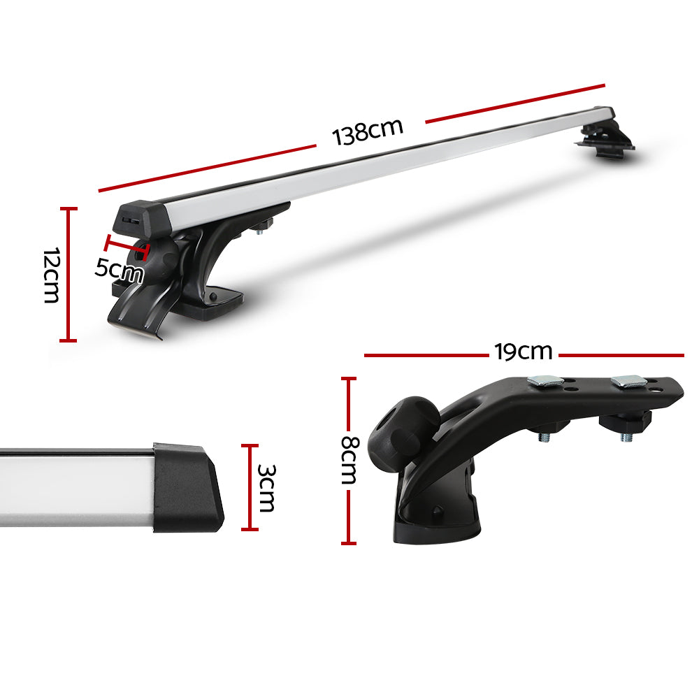 Cross Bar: Universal Car Roof Racks Pod Aluminium Cross Bars Brackets 145cm Silver