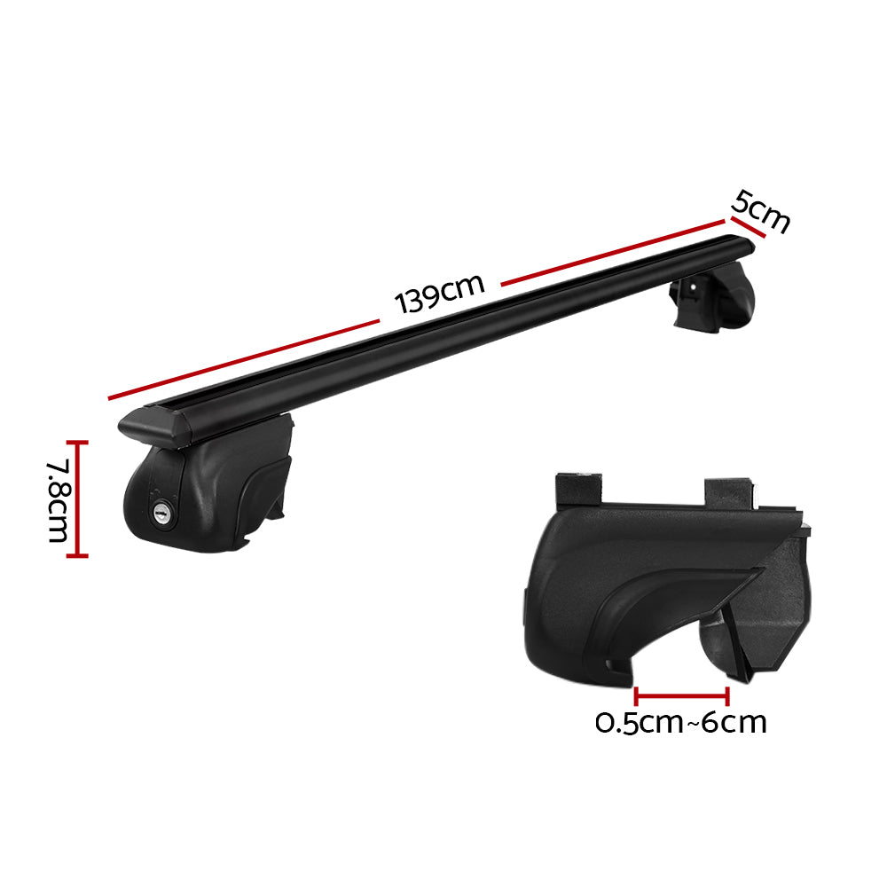 Cross Bar: Universal Car Roof Racks Pod Aluminium Cross Bars Upgraded Holder 126cm Black