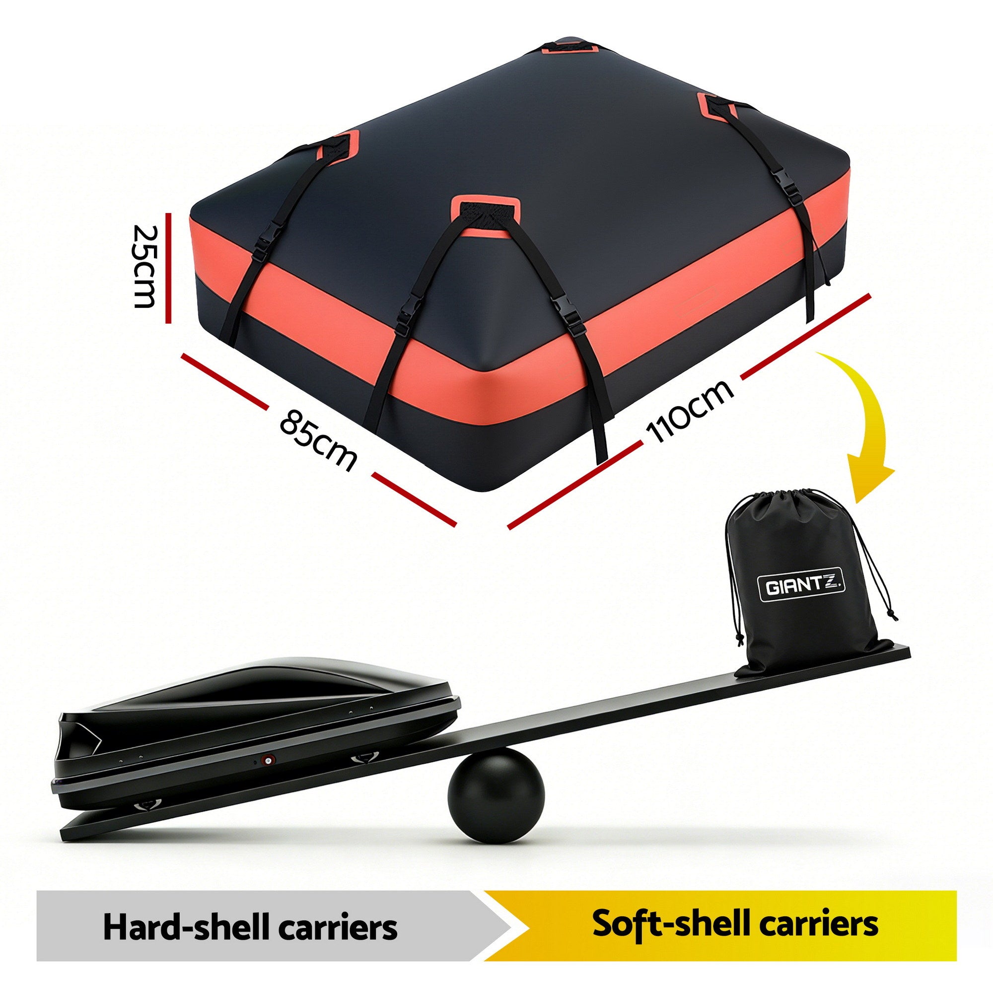 Giantz Rooftop Cargo Bag Waterproof Car Luggage Carrier 15 Cubic Ft Universal