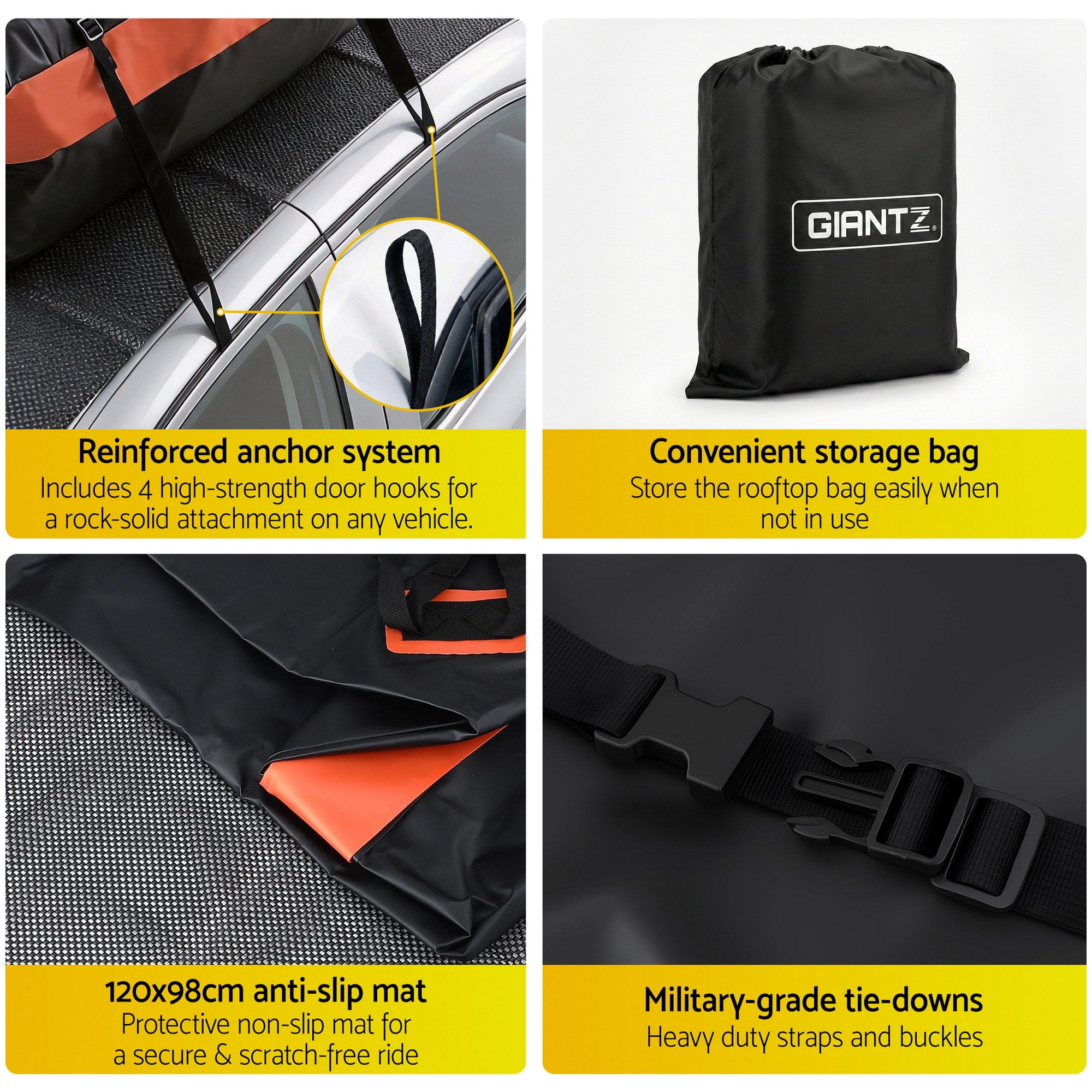 Giantz Rooftop Cargo Bag Waterproof Car Luggage Carrier 15 Cubic Ft Universal