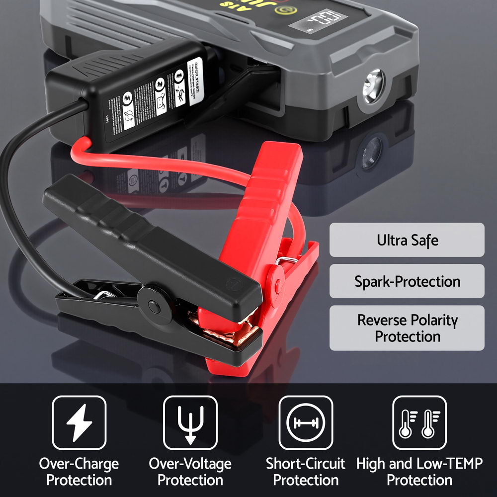 Power Banks & Chargers: Giantz 2000A Portable Car Jump Starter 12V Lithium Battery Booster Pack Power Bank & Jumper Cables