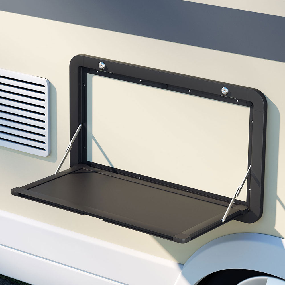 Camp Furniture: Weisshorn Caravan Table 800 x 450mm Folding Lockable Black