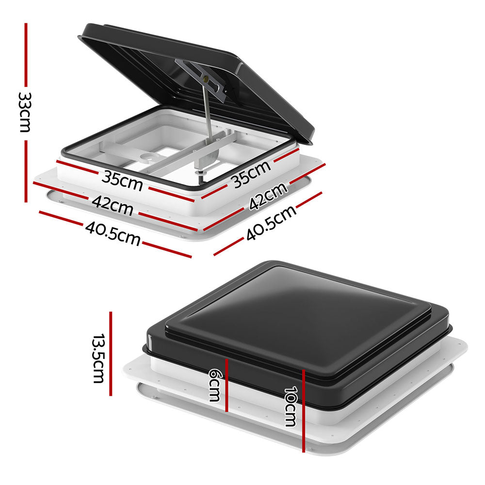 Caravan Accessories: Weisshorn Caravan Roof Vent Hatch RV Skylight Motorhome Camper 350x350mm Black