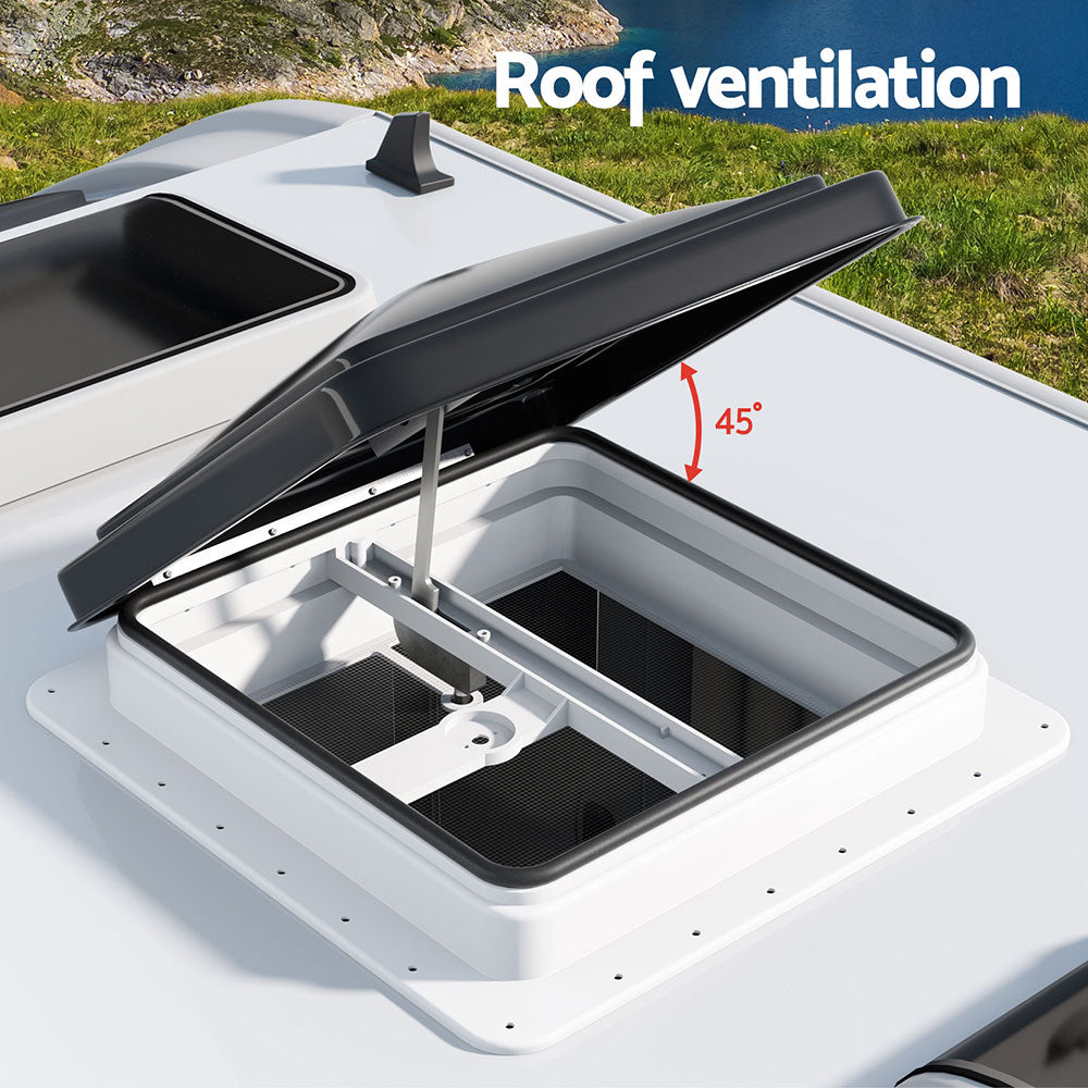 Caravan Accessories: Weisshorn Caravan Roof Vent Hatch RV Skylight Motorhome Camper 350x350mm Black
