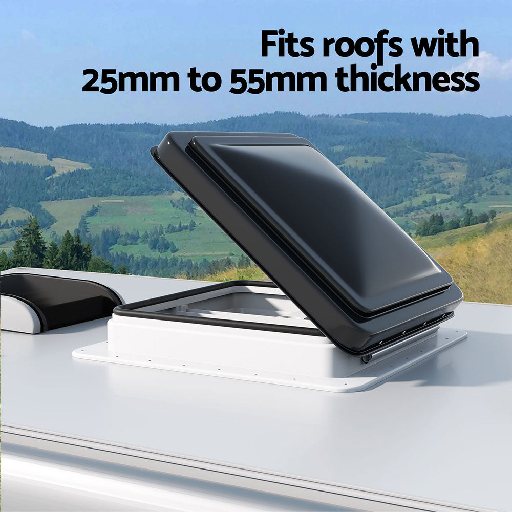 Caravan Accessories: Weisshorn Caravan Roof Vent Hatch RV Skylight Motorhome Camper 350x350mm Black