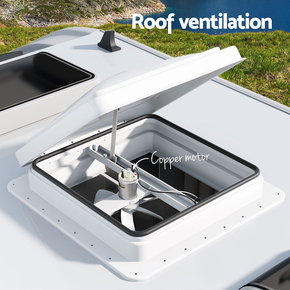 Caravan Accessories: Weisshorn Caravan Roof Vent Fan Air Exhaust Hatch 12V RV Motorhome Camper White