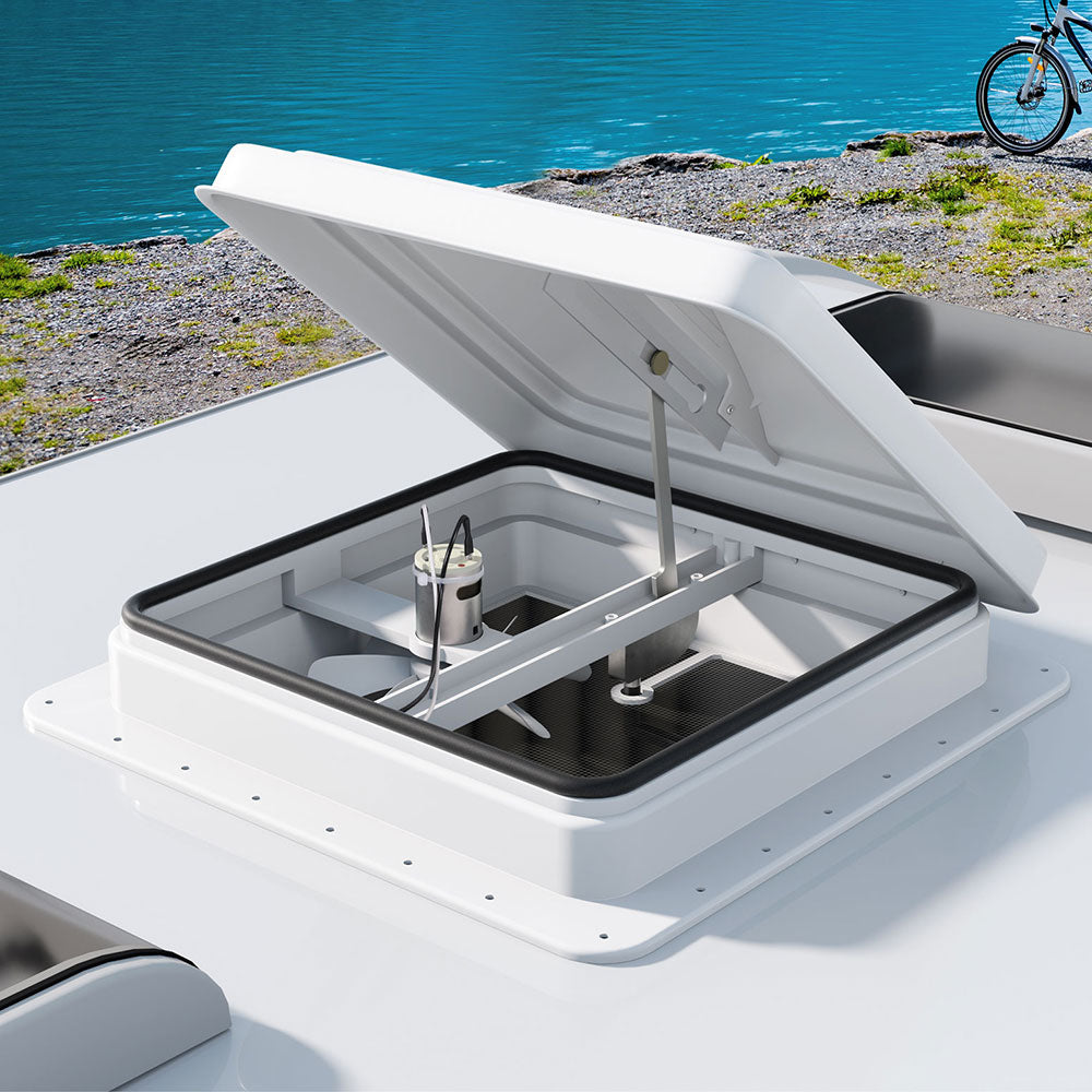 Caravan Accessories: Weisshorn Caravan Roof Vent Fan Air Exhaust Hatch 12V RV Motorhome Camper White