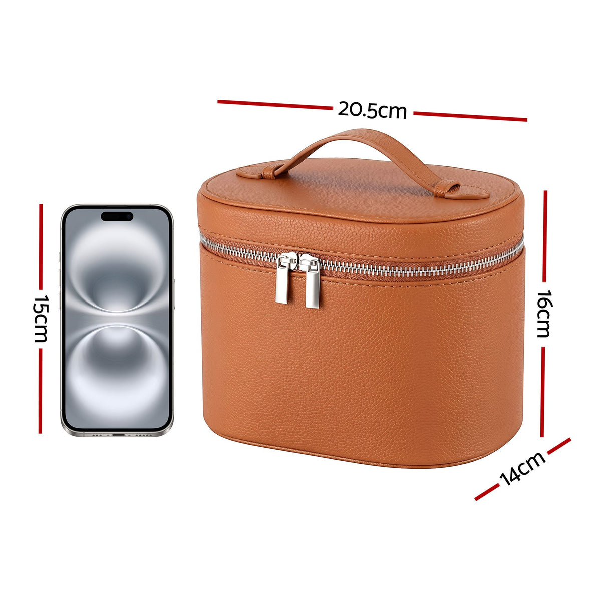 Embellir Makeup Case for Women Travel PU Cosmetic Organizer Brown