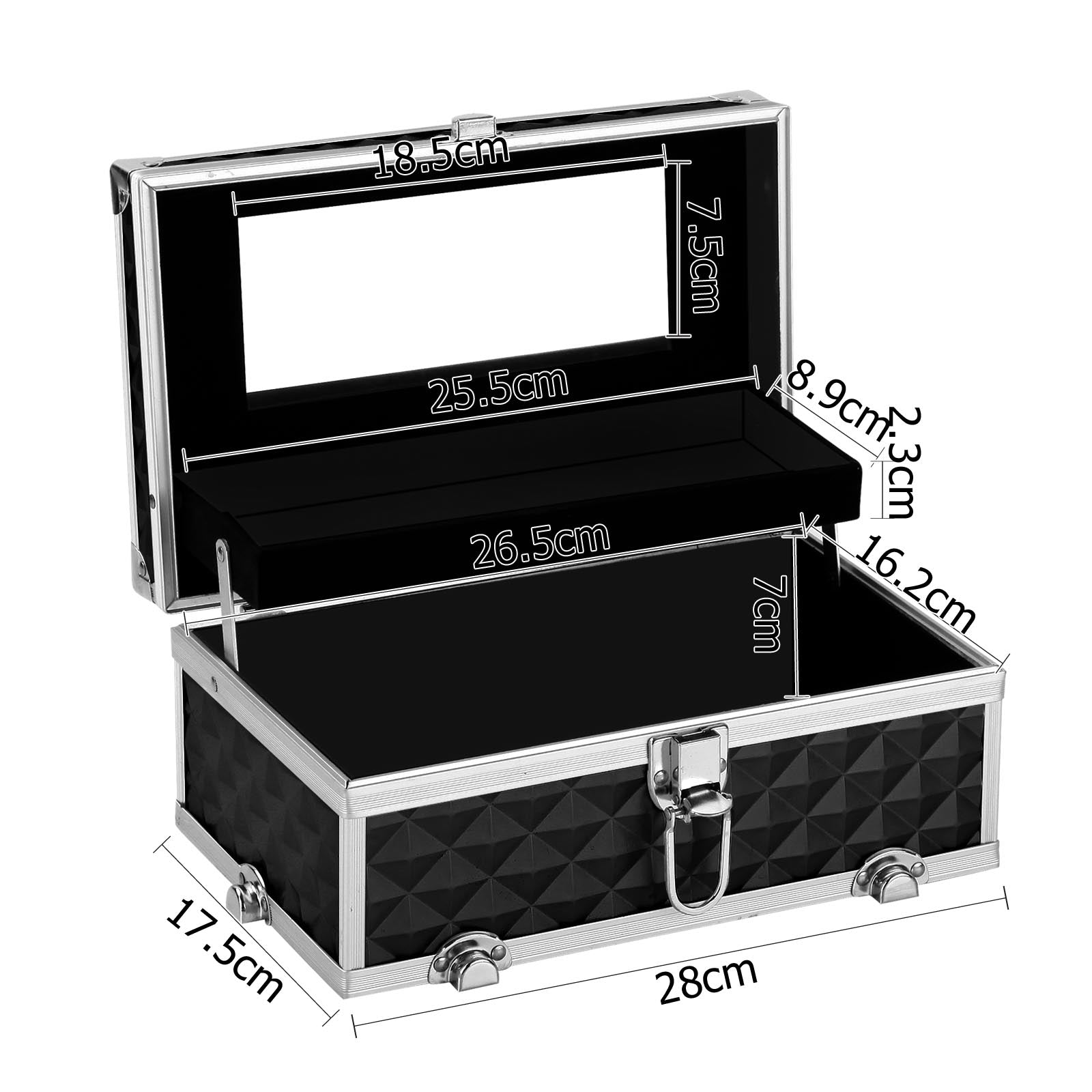 Cosmetic & Toiletry Bags: Embellir Portable Cosmetic Beauty Makeup Carry Case with Mirror - Diamond Black