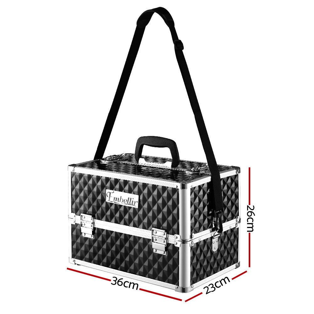 Cosmetic & Toiletry Bags: Embellir Portable Cosmetic Beauty Makeup Case - Diamond Black