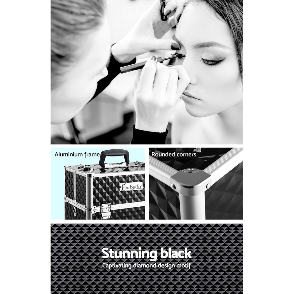 Cosmetic & Toiletry Bags: Embellir Portable Cosmetic Beauty Makeup Case - Diamond Black