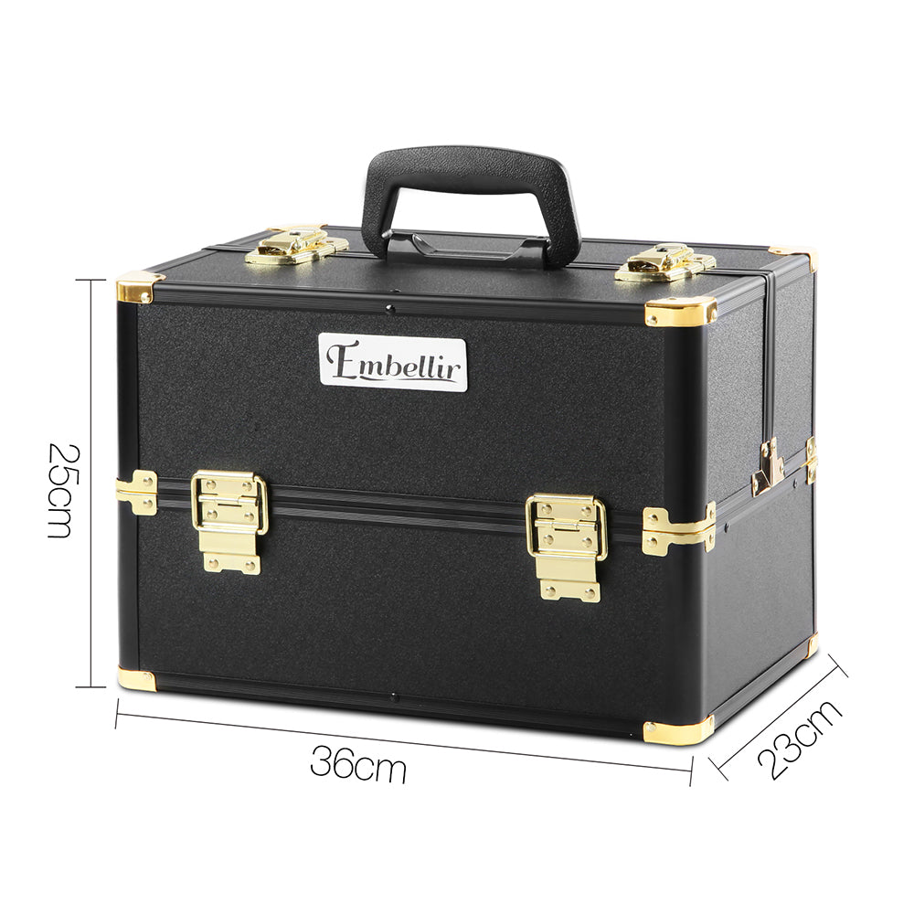Cosmetic & Toiletry Bags: Embellir Portable Cosmetic Beauty Makeup Case - Black & Gold